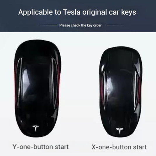 Tesla Metal + PU Leather Smart Car Key Fob Case for Model 3, S, Y, X