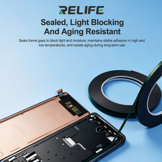 [HX1] Relife 10M Green Film Black Foam Double-Sided Tape for Mobile Phone Screen Sealing Repair - 5Pcs