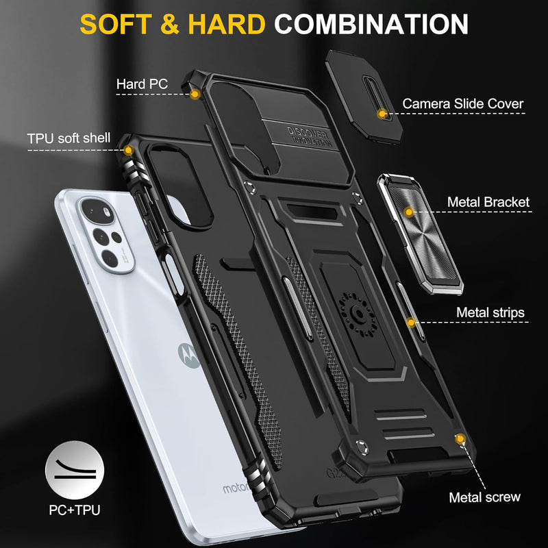 Load image into Gallery viewer, [Magnetic Rotable Kickstand][Slide Camera Cover] Motorola Moto G22 - Shield Shockproof Rugged Heavy Duty Case - Polar Tech Australia
