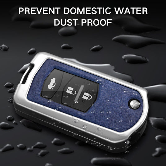 Mazda Zinc Alloy Leather Folding Car Key Fob Case Cover For Mazda 2, 3, 5, 6, CX-5, CX-7, CX-9, RX-8, MX-5