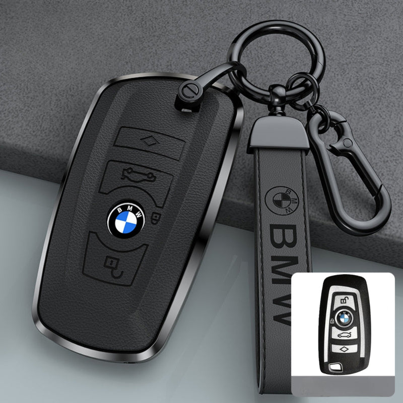 Load image into Gallery viewer, BMW Zinc Alloy + Leather Protection Car Key Fob Case Cover For 1, 2, 3, 5, 7 Series, X3, X5, X6
