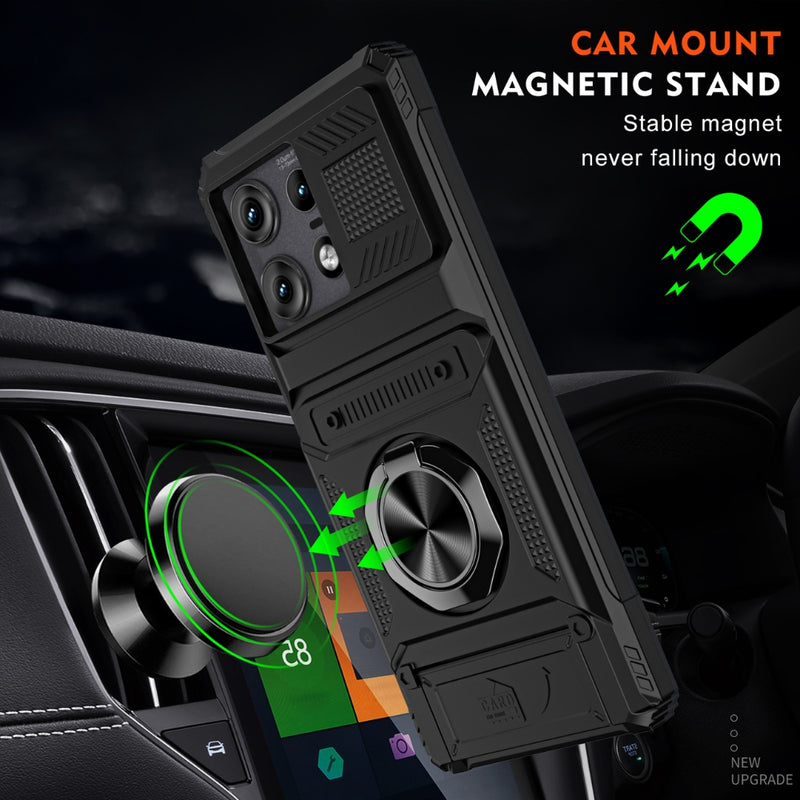 Cargue la imagen en el visor de la galería, Motorola Moto G Stylus 5G (2024) - TPU+PC Shockproof Card Slot Phone Case with Metal Ring Holder
