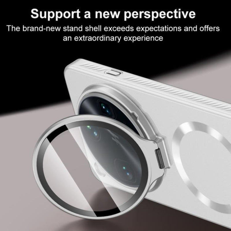 Chargez l'image dans la visionneuse de la galerie, OPPO Find X9 Ultra - Ice Crystal Solid Color U-Shaped Magnetic Invisible Lens Holder Frosted Phone Case - Polar Tech Australia
