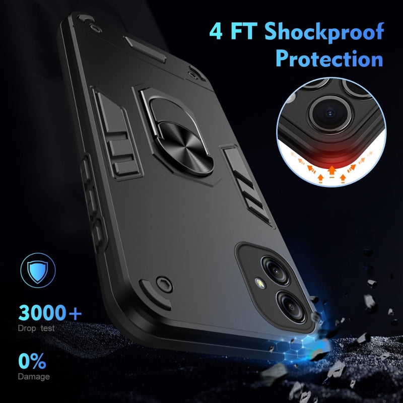 Chargez l&#39;image dans la visionneuse de la galerie, Samsung Galaxy A06 4G (SM-A065) - Shockproof Metal Ring Holder Phone Case
