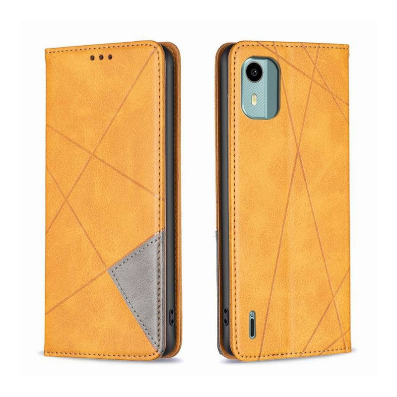 Load image into Gallery viewer, Nokia C21 - Rhombus Texture Magnetic Leather Phone Case
