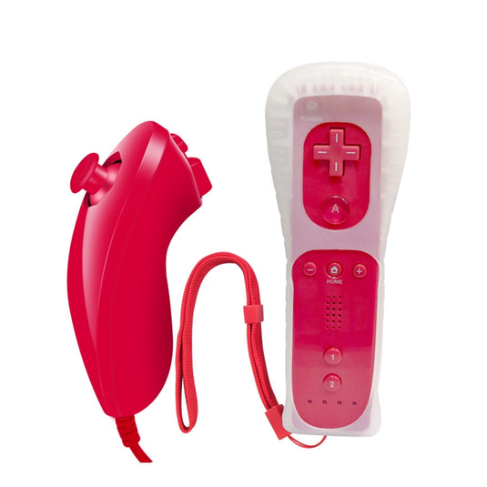 Nintendo Wii Game Controllers – Right Remote + Left Nunchuk Controller with Silicone Case and Wrist Strap