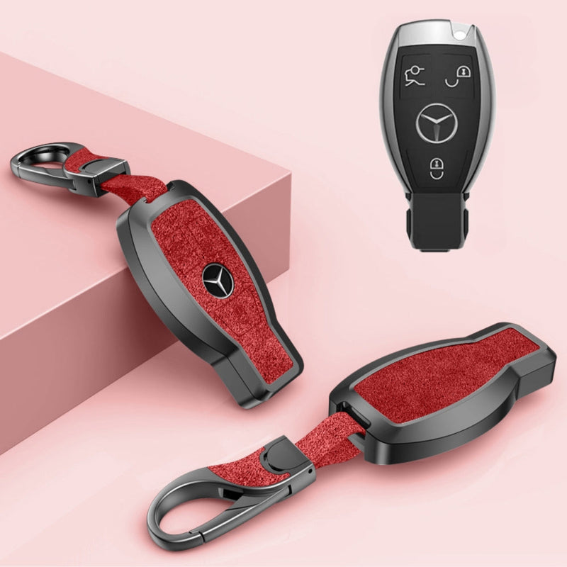 Chargez l&#39;image dans la visionneuse de la galerie, Mercedes Benz Aluminum Alloy Leather Car Key Fob Protection Case Cover For Benz A, C, E, S, G-Class, GLA, GLB, GLC, GLE, GLS, CLA, CLS, EQC
