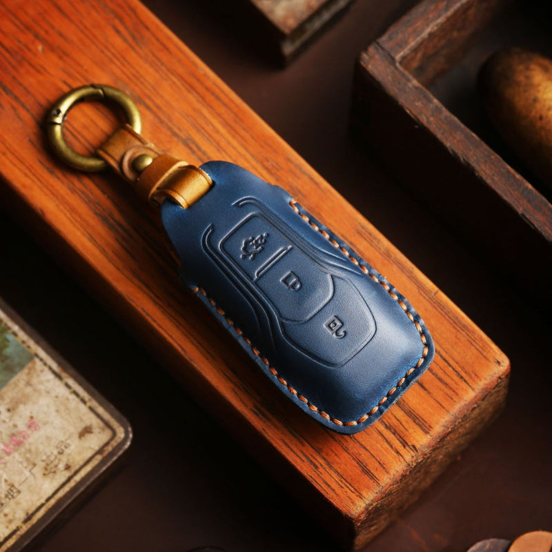 Chargez l&#39;image dans la visionneuse de la galerie, Ford Handcrafted Genuine Leather Car Key Fob Protective Case Cover For Edge, Mondeo, Ka, Fiesta, Focus, Galaxy, Mustang, Kuga
