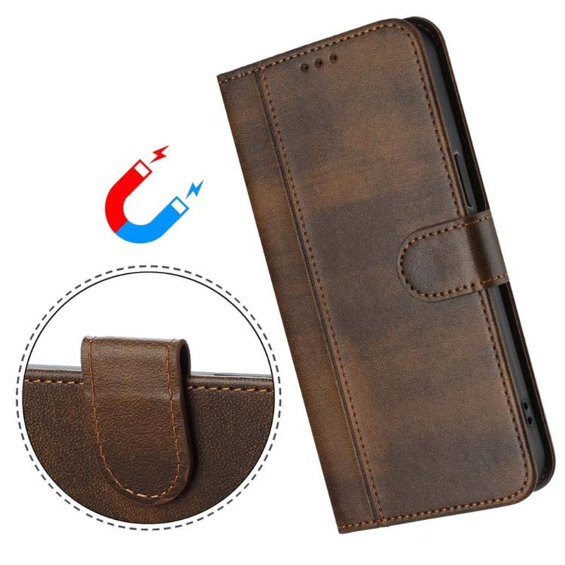 Cargue la imagen en el visor de la galería, HMD Skyline - Line Splicing Buckle Retro Leather Phone Case
