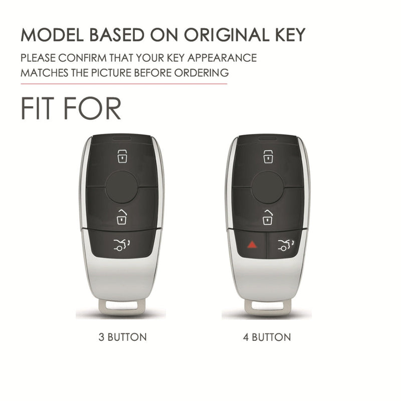 Chargez l&#39;image dans la visionneuse de la galerie, Mercedes Benz Handcrafted Genuine Leather Car Key Fob Protective Cover Case For Benz E-Class
