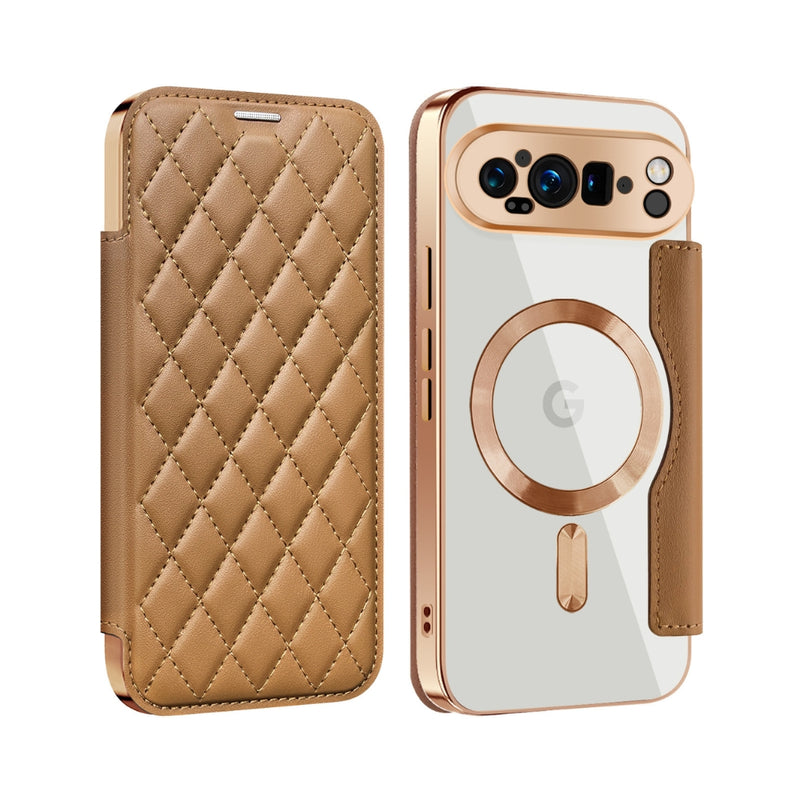 Chargez l&#39;image dans la visionneuse de la galerie, Google Pixel 10 Pro XL - Shield Magsafe RFID Anti-theft Rhombus Leather Phone Case

