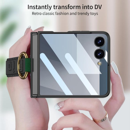 Samsung Galaxy Z Flip7 5G - Integrated Ultrathin Shockproof Phone Case with Ring Wrist Strap