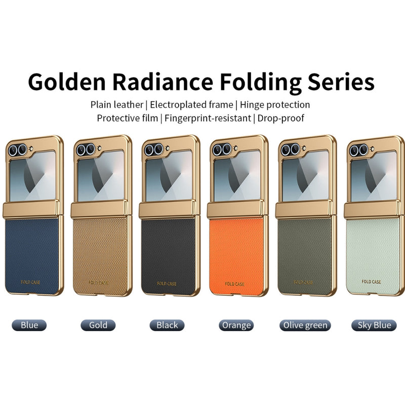 Load image into Gallery viewer, Samsung Galaxy Z Flip8 5G - Electroplated Vegan Leather Full-Body Shockproof Phone Case
