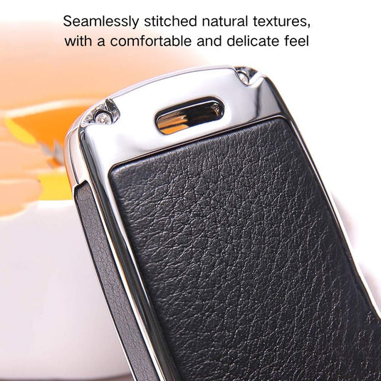 BMW Zinc Alloy + Leather Car Key Fob Case Cover For 1, 3, 4, 5, 6 Series, X3, X5, X6, X7