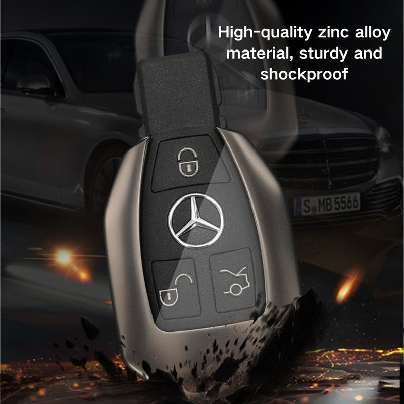 Chargez l&#39;image dans la visionneuse de la galerie, Mercedes Benz Carbon Fiber Metal Protective Car Key Fob Case Cover For Benz A, B, C, E, GLC, GLE
