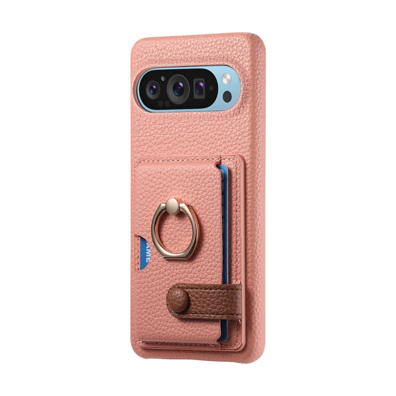Cargue la imagen en el visor de la galería, Google Pixel 10 Pro XL - Retro PU Leather Shockproof Phone Case with Ring Holder &amp; Card Slot
