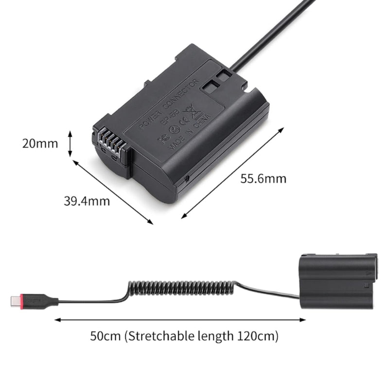 Load image into Gallery viewer, [EN-EL15][Type-C] Nikon Z5 Z6 Z7 D750 D810 D800 D7500 D7200 D7100 D850 D7000 - Cameras Spring Cable Dummy Battery - Polar Tech Australia
