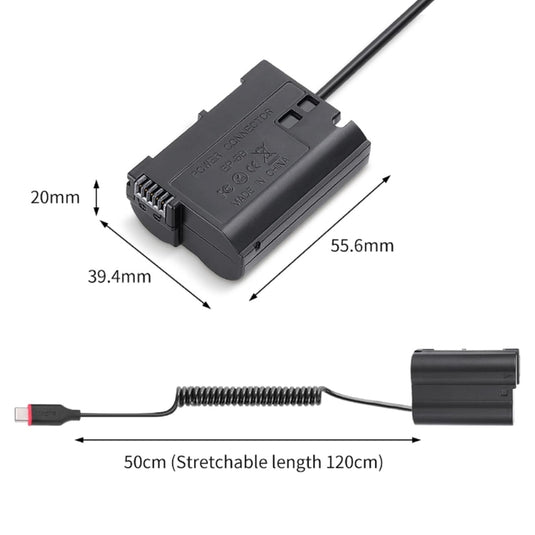 [EN-EL15][Type-C] Nikon Z5 Z6 Z7 D750 D810 D800 D7500 D7200 D7100 D850 D7000 - Cameras Spring Cable Dummy Battery - Polar Tech Australia