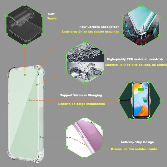 Motorola Moto G45 - AirPillow Cushion Transparent Soft Clear TPU Four Corners Protective Case - Polar Tech Australia