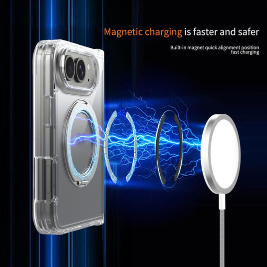 Apple iPhone Ultra / Fold - Scratch-proof Transparent Rotating Holder Magnetic Phone Case