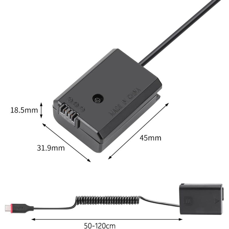 Load image into Gallery viewer, [NP-FW50][Type-C] Sony A7 / A7M2 / A7R2 / A7S2 / A6000 / A6300 /A6500 / A5000 / A5100 - Cameras Spring Cable Dummy Battery - Polar Tech Australia
