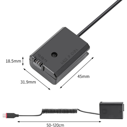 [NP-FW50][Type-C] Sony A7 / A7M2 / A7R2 / A7S2 / A6000 / A6300 /A6500 / A5000 / A5100 - Cameras Spring Cable Dummy Battery - Polar Tech Australia