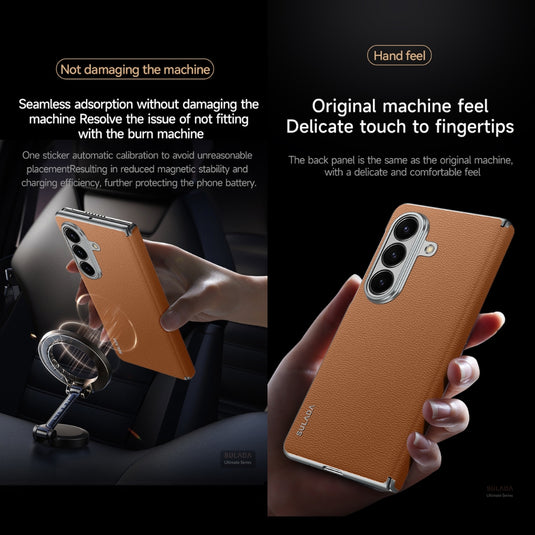 Samsung Galaxy Z Fold7 5G - SULADA Frameless Cowhide Leather PC Phone Case