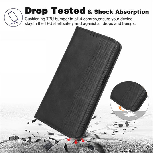 Nokia C210 - Magnetic Buckle Retro Texture Leather Phone Case