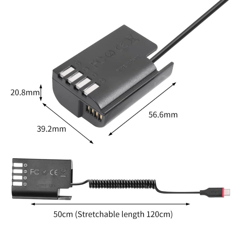 Load image into Gallery viewer, [DMW-BLK22][Type-C] Panasonic DMC-GH3 GH5 GH5S GH4 GH6 DC-G9 S5 - Cameras Spring Cable Dummy Battery - Polar Tech Australia
