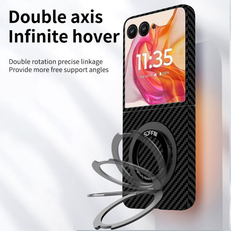 Load image into Gallery viewer, [360° Rotating Bracket] Motorola Razr 50/Ultra - Carbon Fiber Style MagSafe Magnetic Shockproof Protective Case - Polar Tech Australia
