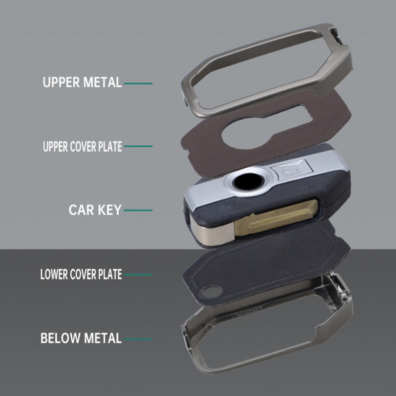 Load image into Gallery viewer, BMW Motorcycle Zinc Alloy + Leather Protection Car Key Fob Case Cover For R1200GS, R1250GS, R1200RT, K1600, K1600B
