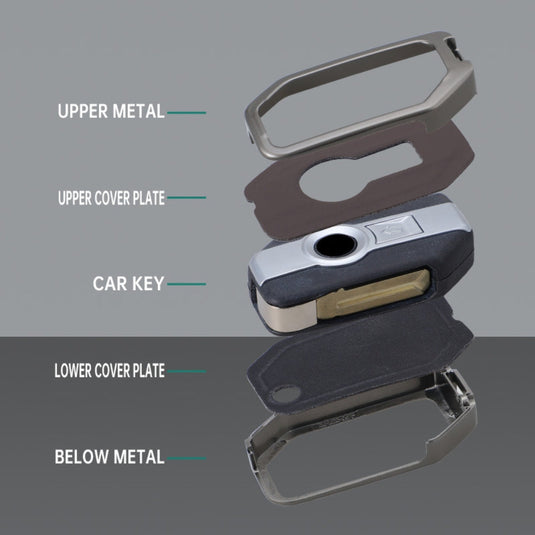 BMW Motorcycle Zinc Alloy + Leather Protection Car Key Fob Case Cover For R1200GS, R1250GS, R1200RT, K1600, K1600B