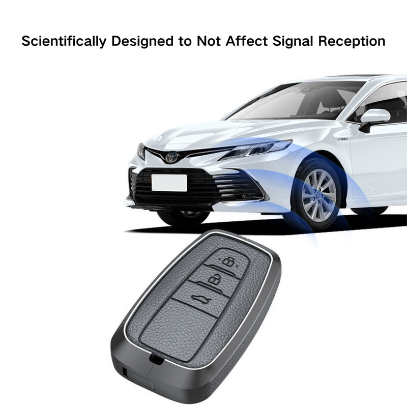 Load image into Gallery viewer, Toyota Zinc Alloy with Genuine Leather Full-Coverage Car Key Fob Protective Case Cover For RAV4, Camry, C-HR, Corolla, Prado, Prius
