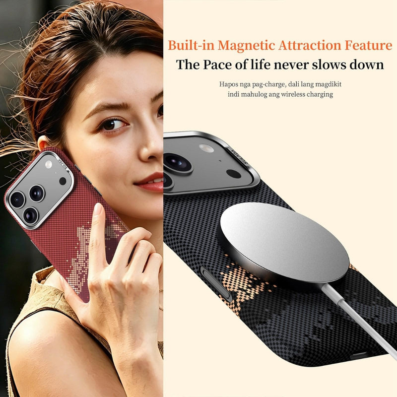 Load image into Gallery viewer, Apple iPhone 18 Pro - Kevlar Pixel Grid Texture Magnetic Phone Case
