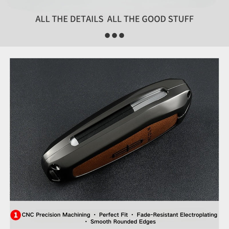 Chargez l&#39;image dans la visionneuse de la galerie, Ford Mustang Zinc Alloy Leather Car Key Fob Case Cover
