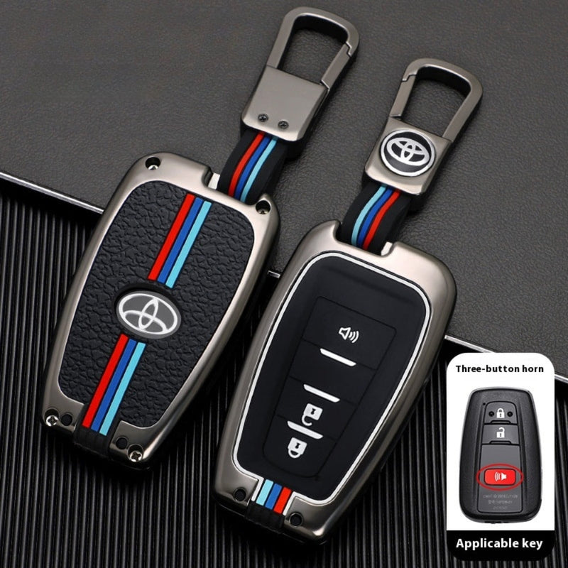 Chargez l&#39;image dans la visionneuse de la galerie, Toyota Metal Shell &amp; Soft Silicone Full Protection Car Key Fob Case Cover For Camry RAV4 Highlander Avalon C-HR Prius Corolla
