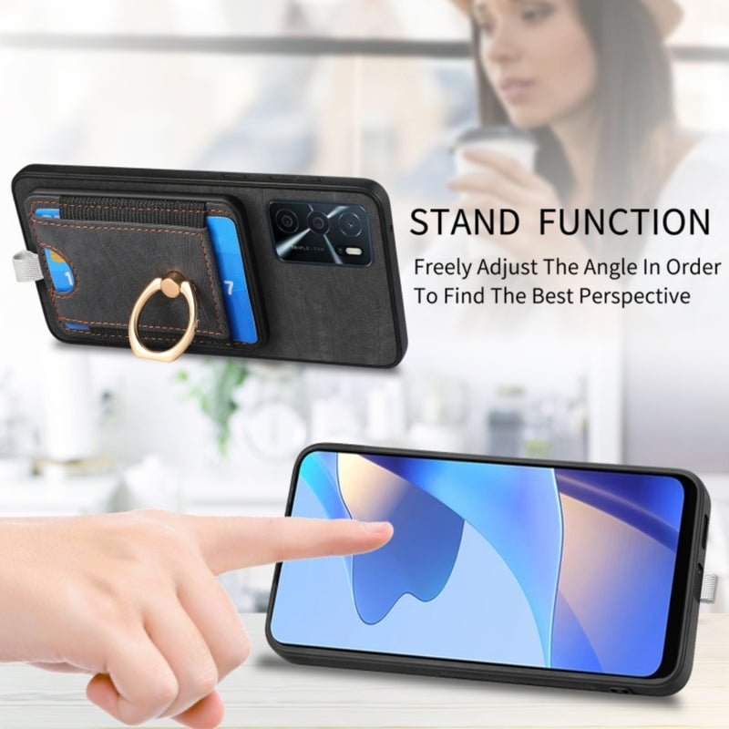 Cargue la imagen en el visor de la galería, OPPO A38 4G/A18 4G - Retro Splitable Magnetic Card Bag Leather Phone Case - Polar Tech Australia
