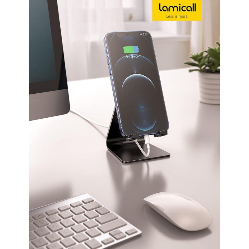 Cargue la imagen en el visor de la galería, Adjustable Cell Phone Stand, Lamicall Phone Stand Cradle, Dock, Holder Compatible with iPhone Samsung Accessories Desk, Android Smartphone
