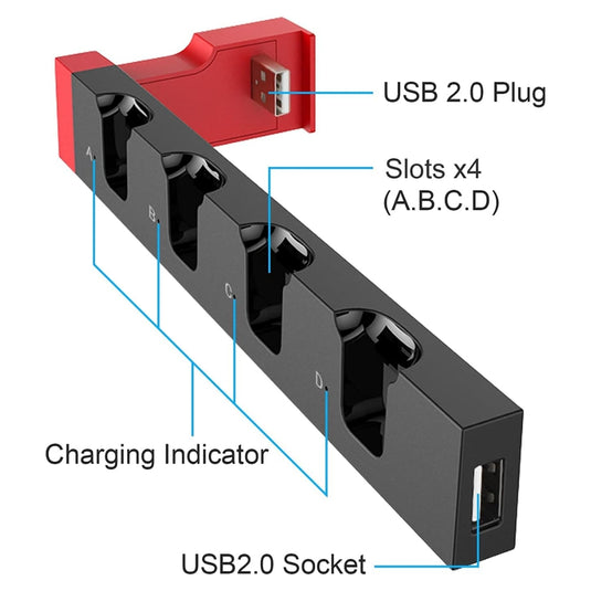 Compatible with Nintendo Switch JoyCon Charging Dock 1-4pcs Joy Con Charging Dock with Individual LED Indicator for Nintendo Switch Joy-Con