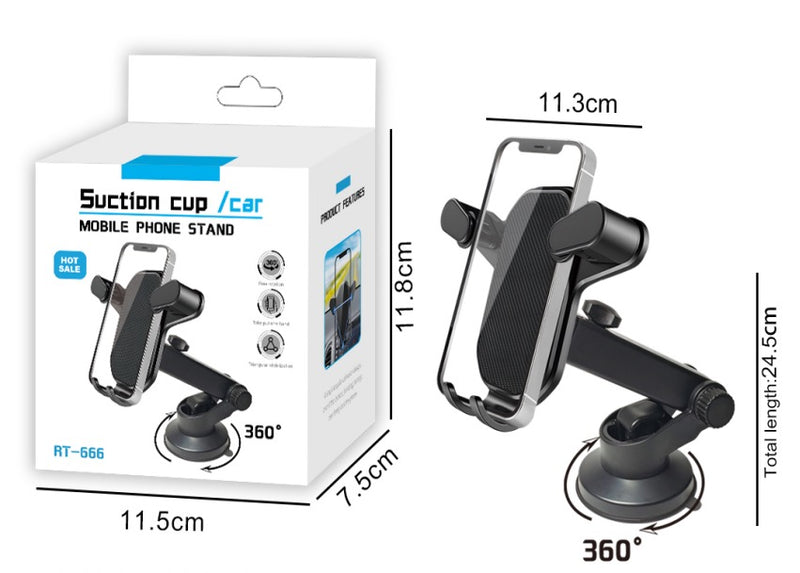 Cargue la imagen en el visor de la galería, [RT-666] Universal Dashboard &amp; Windscreen Mobile Phone Telescopic Gravity Auto-Lock Holder
