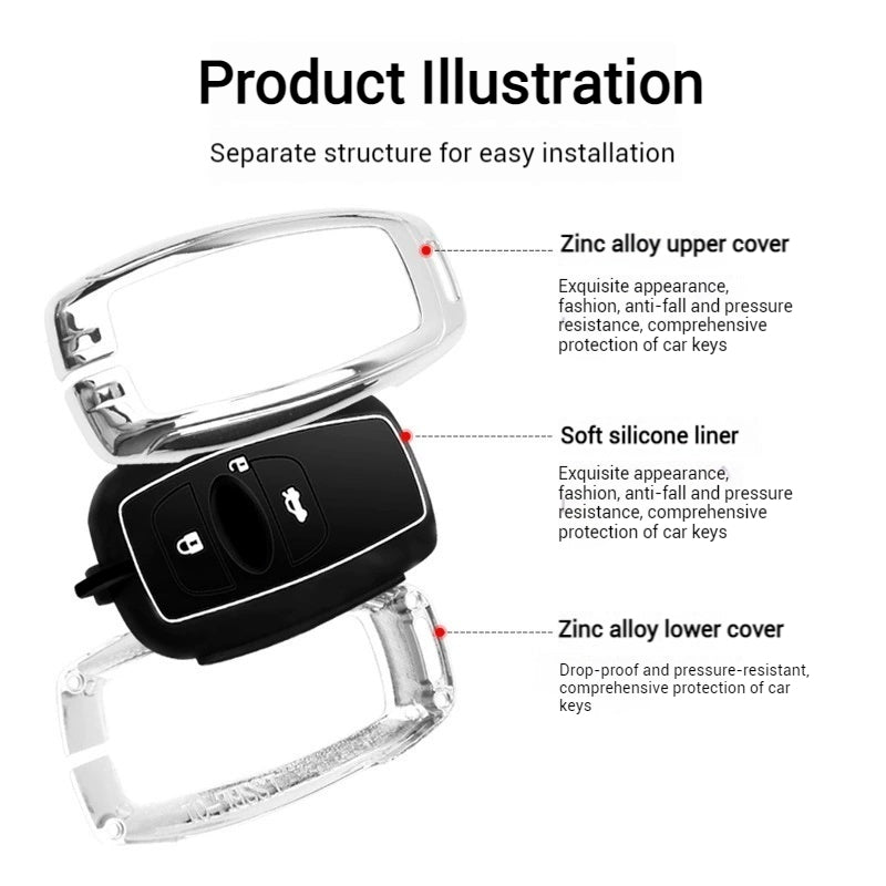 Chargez l&#39;image dans la visionneuse de la galerie, Subaru Metal Shell &amp; Soft Silicone Full Protection Remote Car Key Fob Case Cover For Outback, Forester, Impreza, WRX, XV, Crosstrek, Legacy
