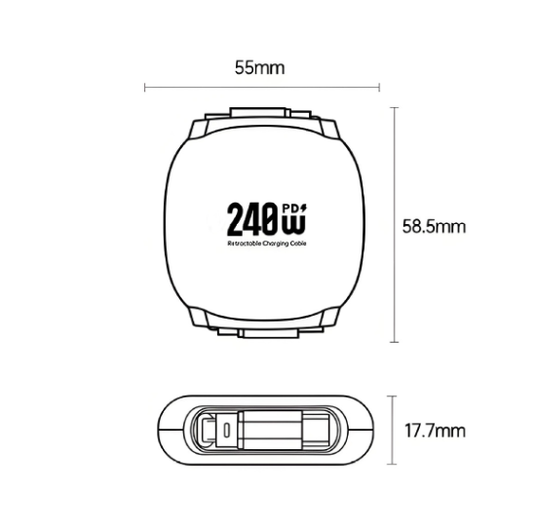 [Retractable] Universal PD 240W USB-C Type-C Charging & Data Cable (1M)