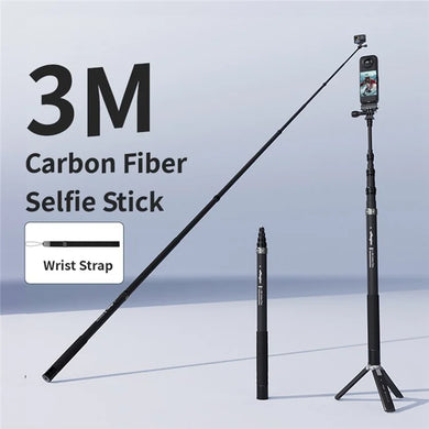 [3M Super Long] AMAGISN 3m Carbon Fiber Selfie Stick Sports Camera Extension Pole for Insta360 / DJI / GoPro - Polar Tech Australia