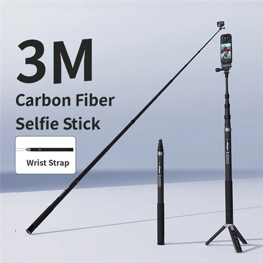[3M Super Long] AMAGISN 3m Carbon Fiber Selfie Stick Sports Camera Extension Pole for Insta360 / DJI / GoPro - Polar Tech Australia