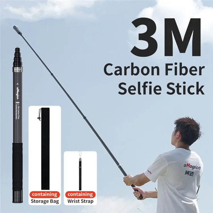 Load image into Gallery viewer, [3M Super Long] AMAGISN 3m Carbon Fiber Selfie Stick Sports Camera Extension Pole for Insta360 / DJI / GoPro - Polar Tech Australia
