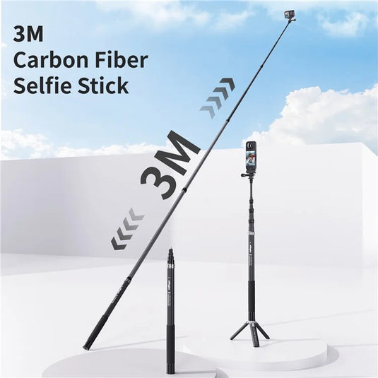 [3M Super Long] AMAGISN 3m Carbon Fiber Selfie Stick Sports Camera Extension Pole for Insta360 / DJI / GoPro - Polar Tech Australia