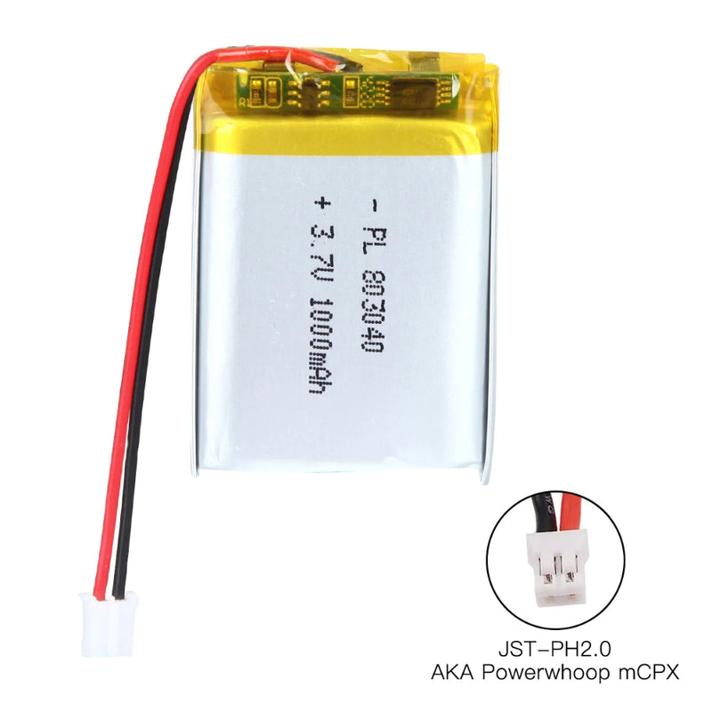 Cargue la imagen en el visor de la galería, [PH2.0-JST Connector][803040] Universal 1000mAh 3.7V Rechargeable Li-Ion Lithium Polymer Battery - Polar Tech Australia
