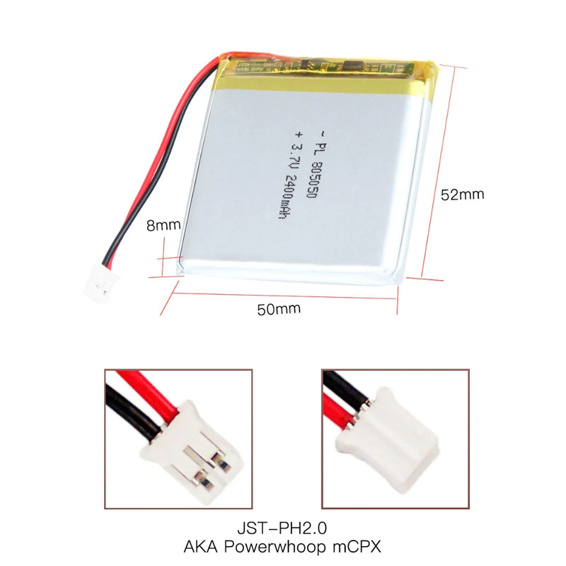 Chargez l&#39;image dans la visionneuse de la galerie, [PH2.0-JST Connector][805050] Universal 2400mAh 3.7V Rechargeable Li-Ion Lithium Polymer Battery - Polar Tech Australia
