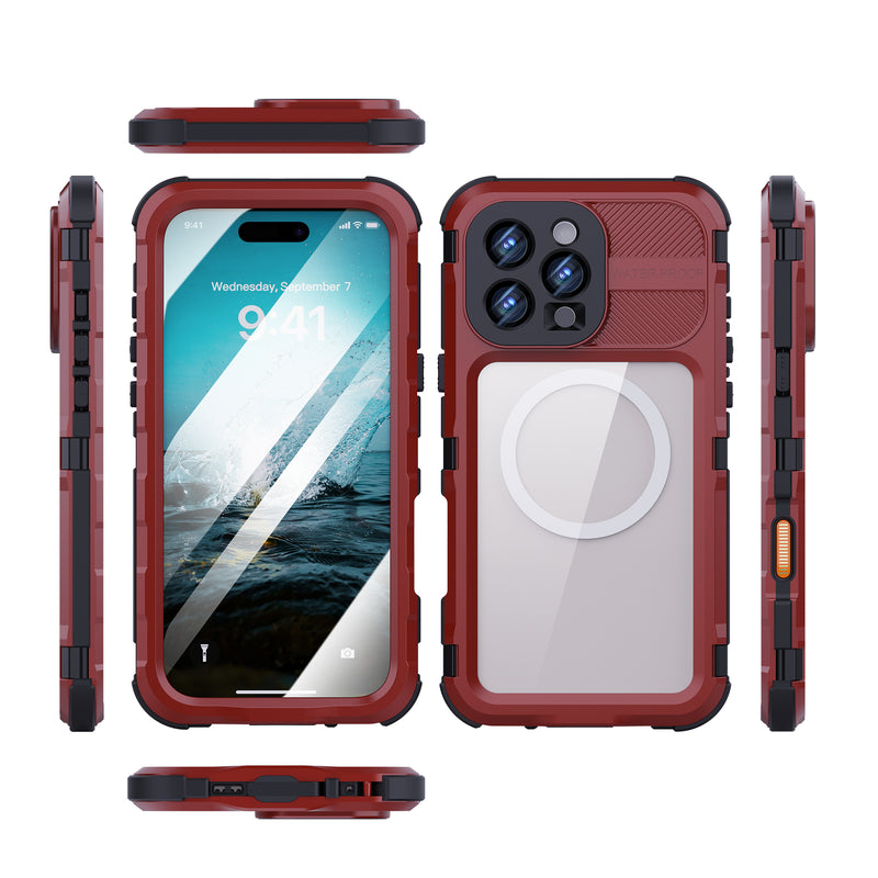 Cargue la imagen en el visor de la galería, [M Series][Magsafe Compatible] Apple iPhone 14 / 14 Plus / 14 Pro / 14 Pro Max - Redpepper Metal Heavy Duty Waterproof Magnetic Silicone Phone Case With Lanyard - Polar Tech Australia
