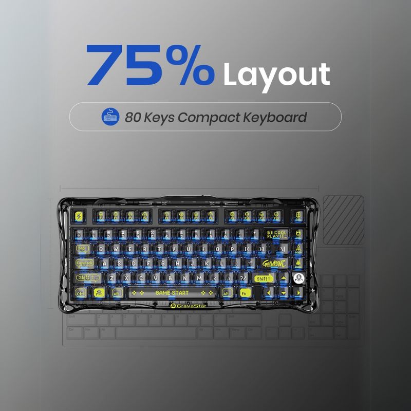 Cargue la imagen en el visor de la galería, GravaStar Mercury K1 Lite Mechanical Gaming Keyboard, 75% Gasket Hot Swappable Custom RGB Backlit Wireless Keyboard

